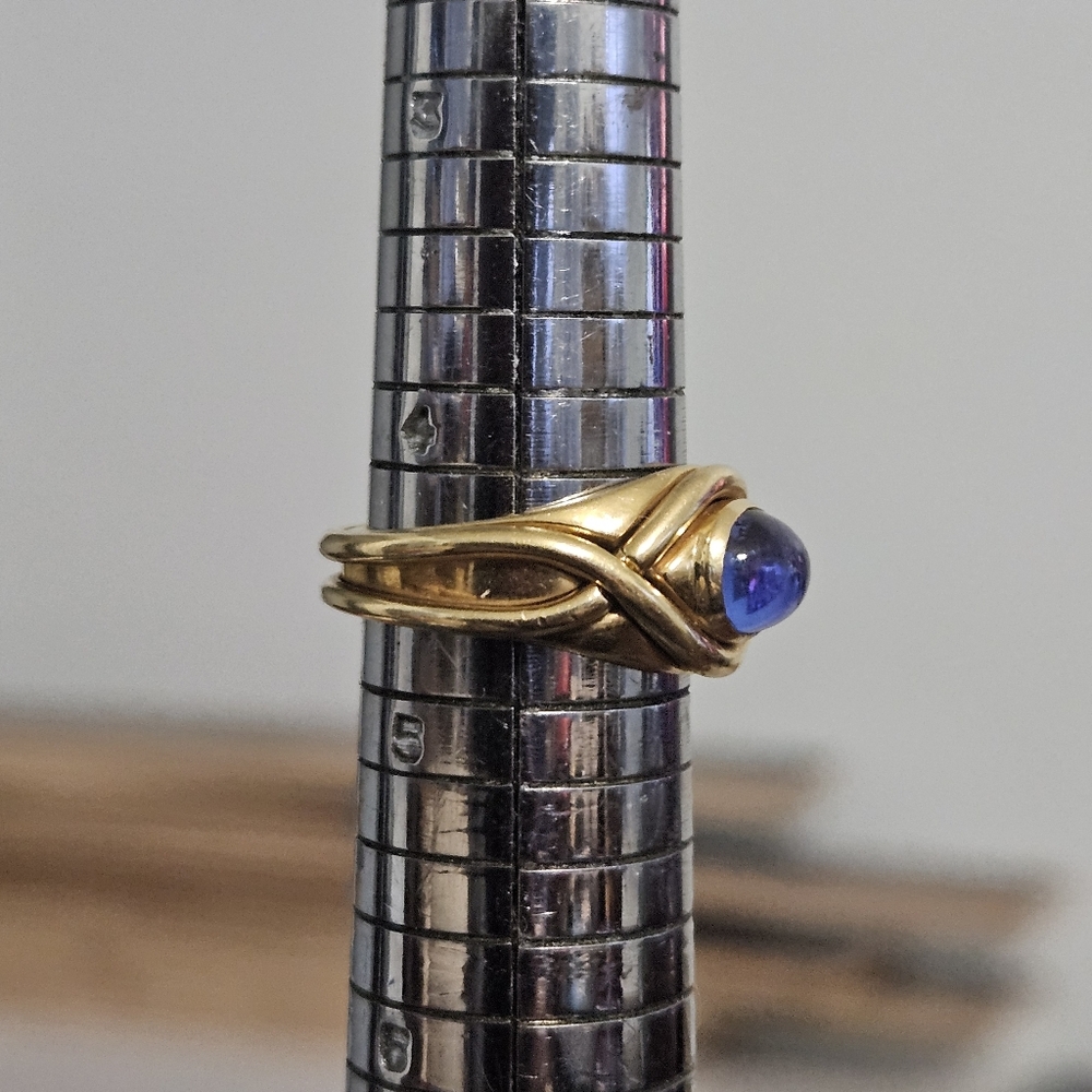 🥰SALE! Tiffany & Co. 18k YG Signature X Cabochon Tanzanite Ring Sz 4.5 RETIRED - Picture 11 of 11